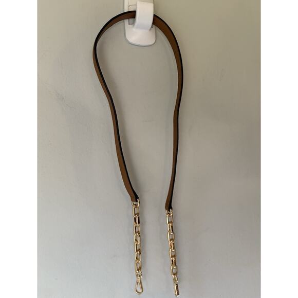 Michael Kors bag replacement leather/metal belt Brown Gold new - Picture 2 of 8